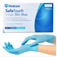 НИТРИЛОВЫЕ ПЕРЧАТКИ СИНИЕ SAFETOUCH® VITALS TM SLIM BLUE БЕЗ ПУДРЫ